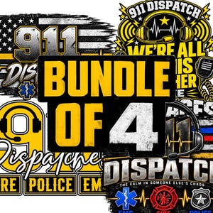 911 Dispatcher PNG Bundle, 4 Emergency Dispatch Sublimation Designs, Fire Police EMS Graphics