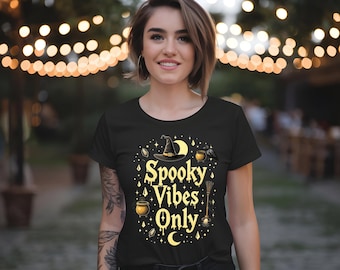 Spooky Vibes Only PNG, Halloween Witch Cauldron Design