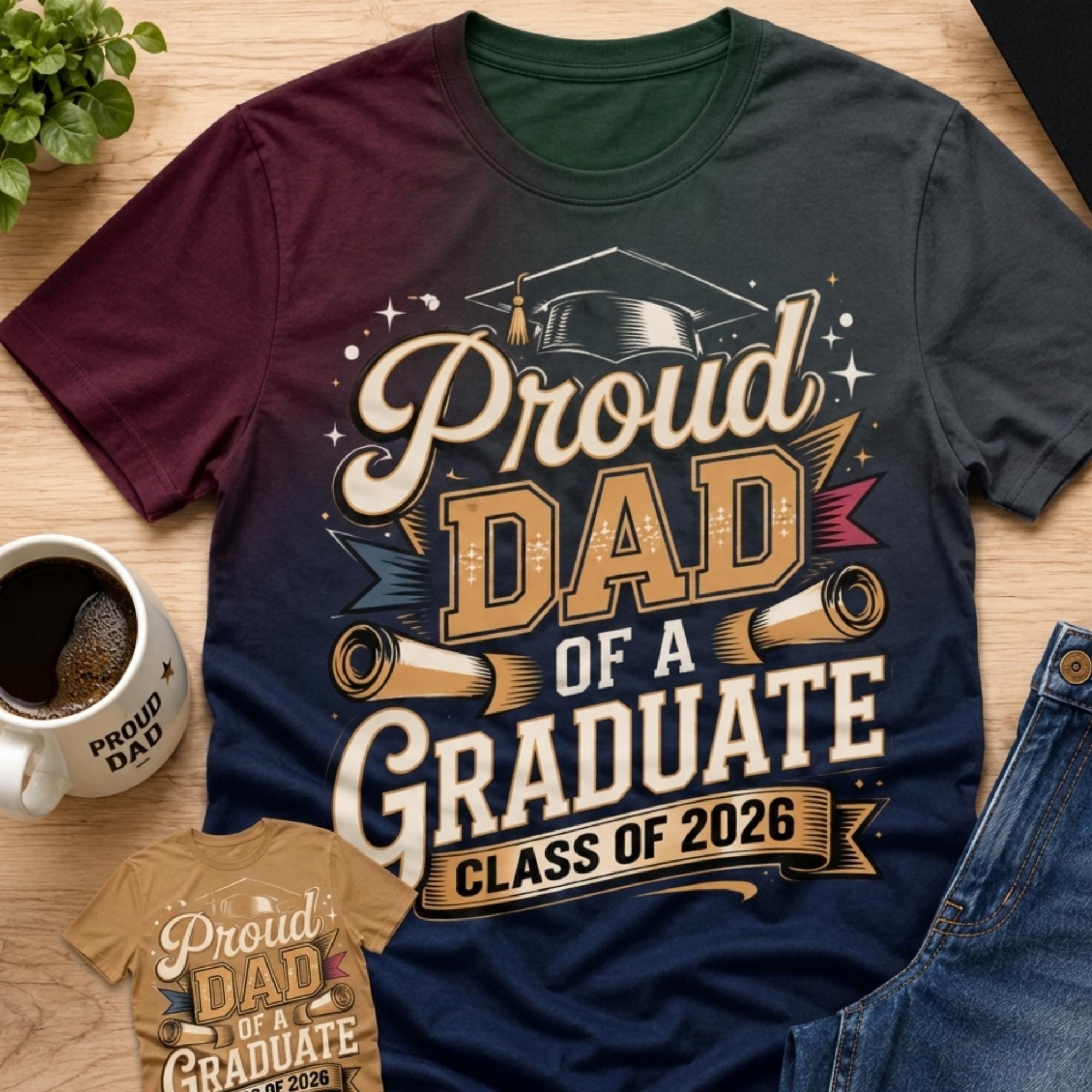 Proud Dad of a Graduate PNG, Class of 2026 Graduation Sublimation File ...