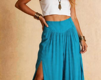 Rayon Crinkle Palazzo Pants | Flowy Wide-Leg Pants | Effortless Boho Style