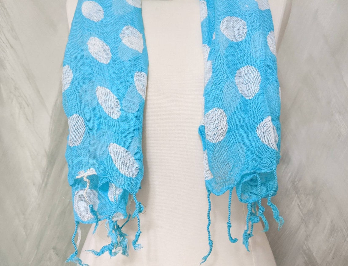 Lightweight Gauze Scarf Polka Dot Scarf Gauze Wrap Batik Etsy