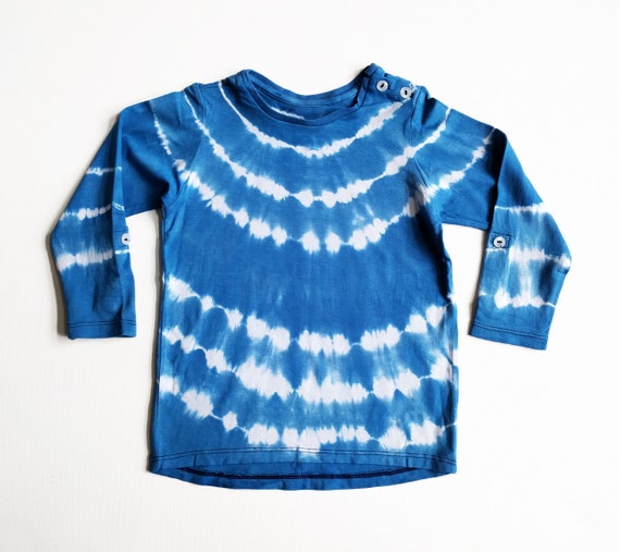 Royal Long Sleeve Top, Tie Dye, Indigo, Striped Shirt, Boho Baby, Hippie Kids, Festival Style Royal Long Sleeve Top, Tie Dye, Indigo, Striped Shirt, Boho Baby, Hippie Kids, Festival Style
