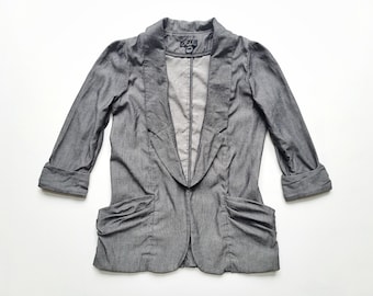 Micropinstripe Drape Blazer, Pinstripe Blazer, Drape Jacket, Creative Business Casual, Gray Blazer