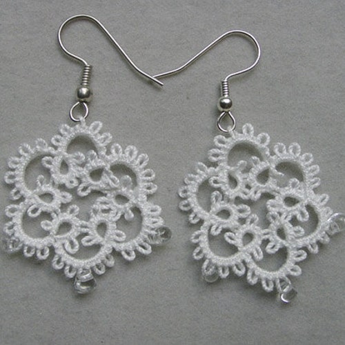 Tatted Snowflake Earrings Lace Jewelry Tatting Winter - Etsy