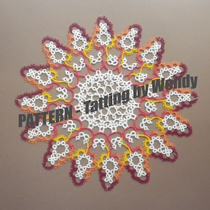 Tatted Starburst doily PATTERN tatting, handmade lace