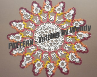 Tatted Starburst doily PATTERN tatting, handmade lace