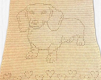 Dachshund Filet Crochet Baby Blanket PDF Pattern | Sausage Wiener Dog
