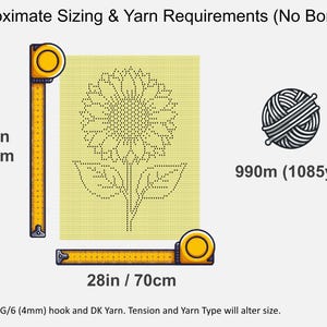 Sunflower Filet Crochet Baby Blanket PDF Pattern imagen 4