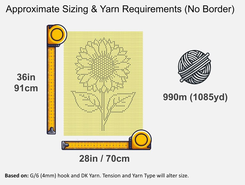 Sunflower Filet Crochet Baby Blanket PDF Pattern imagen 4