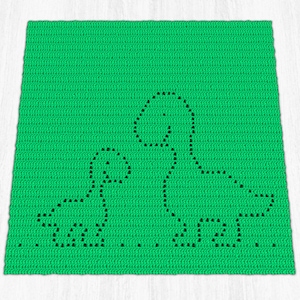 Dinosaurussen filet gehaakt babydeken pdf-patroon
