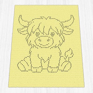 Highland Cow Crochet Baby Blanket Pattern: Filet Crochet PDF
