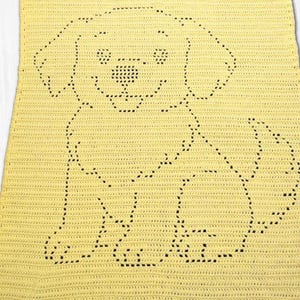 Golden Retriever Dog Filet Crochet Blanket Pattern (PDF Download)