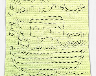 Noah's Ark Filet Crochet Baby Blanket Pattern: US/UK Terms (PDF Download)