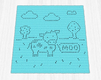 Cow Filet Crochet PDF | Moo Blanket Pattern | Filet Crochet Chart PDF