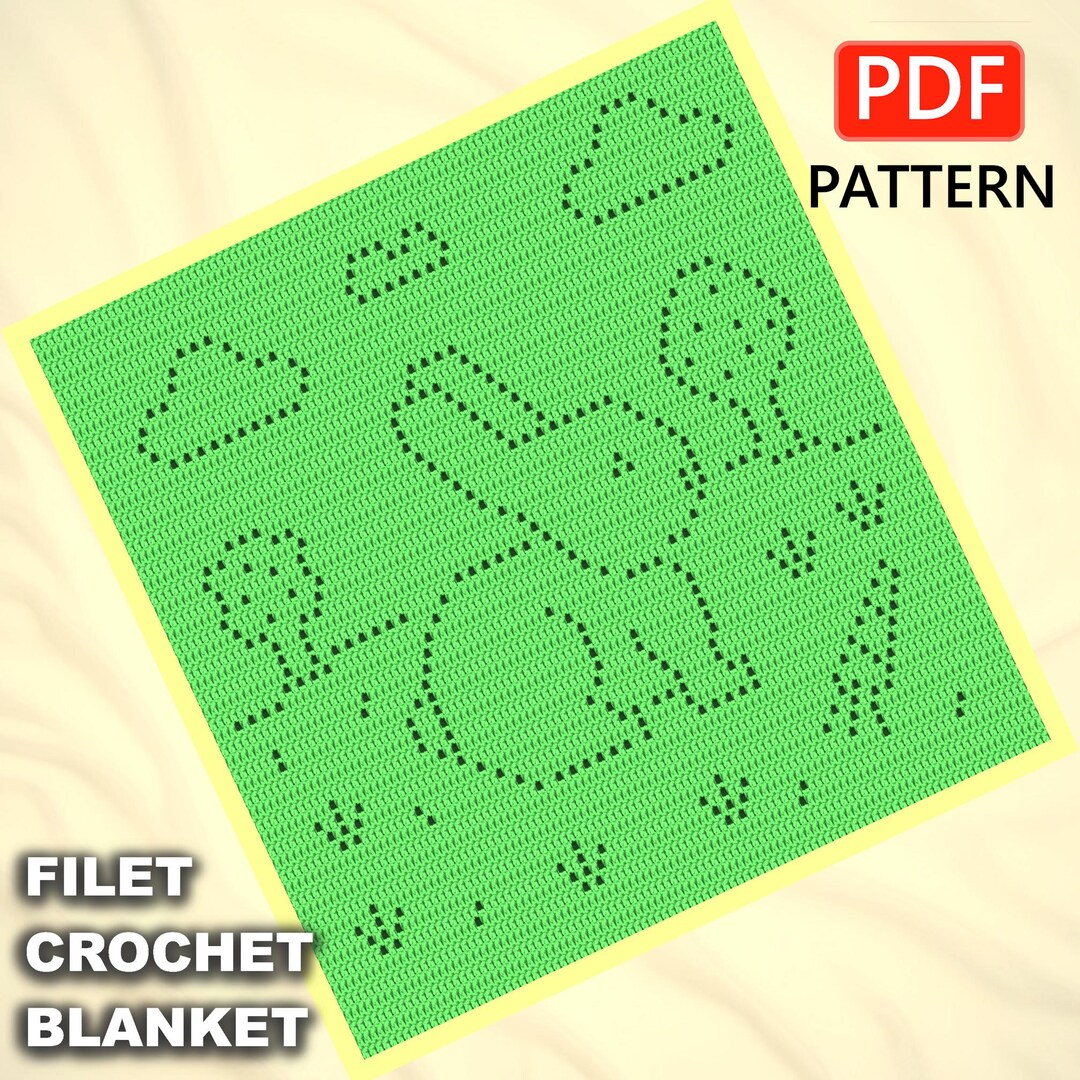 Bunny Baby Blanket PDF Pattern Rabbit Easy Filet Crochet Simple Stitch ...