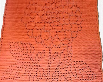 Dahlia Filet Crochet Baby Blanket PDF Pattern, Flower Wall hanging
