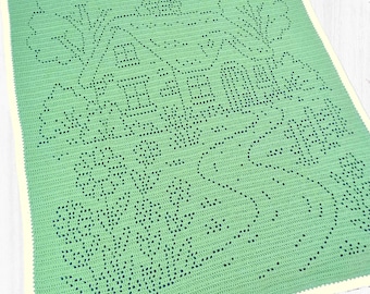 Cottagecore Filet Crochet Blanket Pattern: Beginner-Friendly Afghan (PDF Download, US & UK Terms)