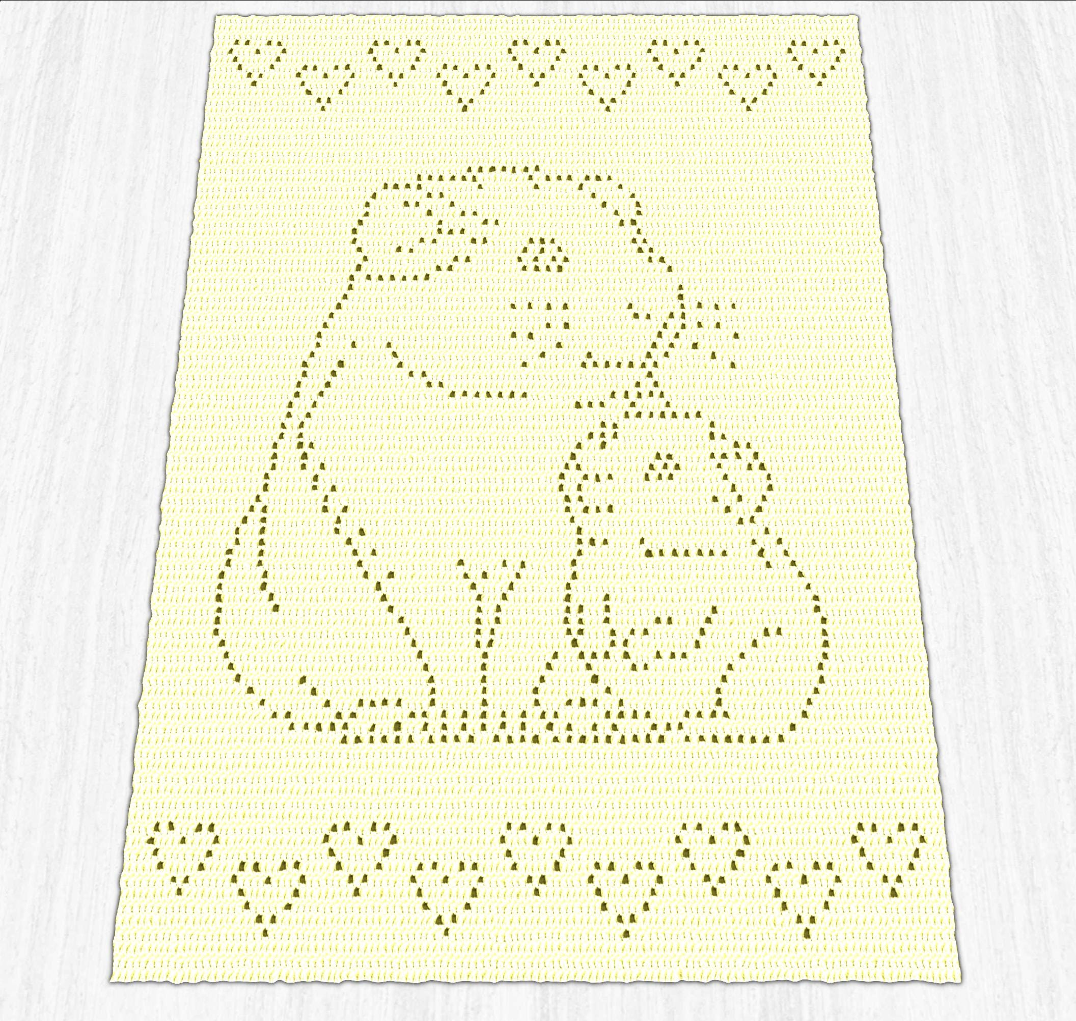 Guinea Pigs Filet Crochet Baby Blanket