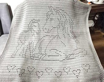 Horse and Foal Filet Crochet Baby Blanket Pattern (PDF Pattern)