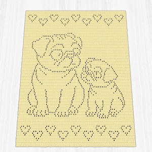 Pugs Blanket PDF Pattern | Dogs Filet Crochet