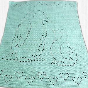 Penguins Filet Crochet Baby Blanket PDF Pattern, Instant Download Printable Penguin Chart, Quick Easy Instructions, Beginner Friendly