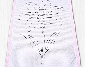 Lily Filet Crochet Lapghan Blanket Pattern PDF