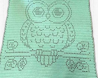 Owl Filet Crochet Baby Blanket Pattern (PDF Download)