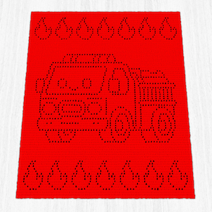 Fire Truck Filet Crochet Blanket PDF Pattern | Fire Engine