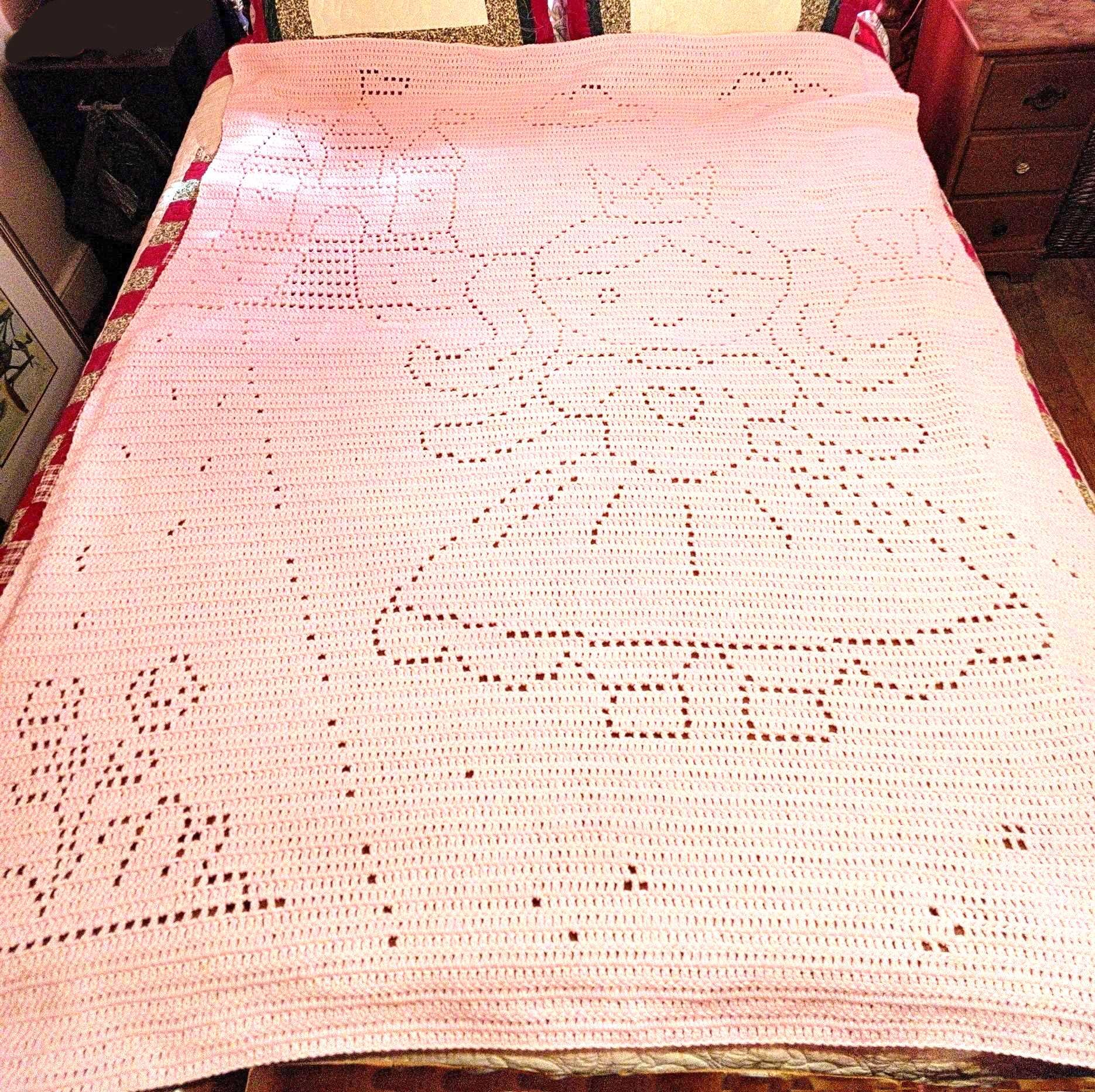 Princess Castle Filet Crochet Blanket