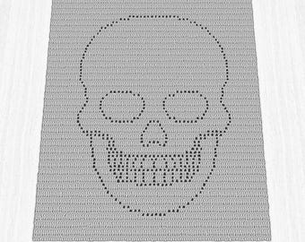 Schema PDF per coperta a filet all'uncinetto con teschio