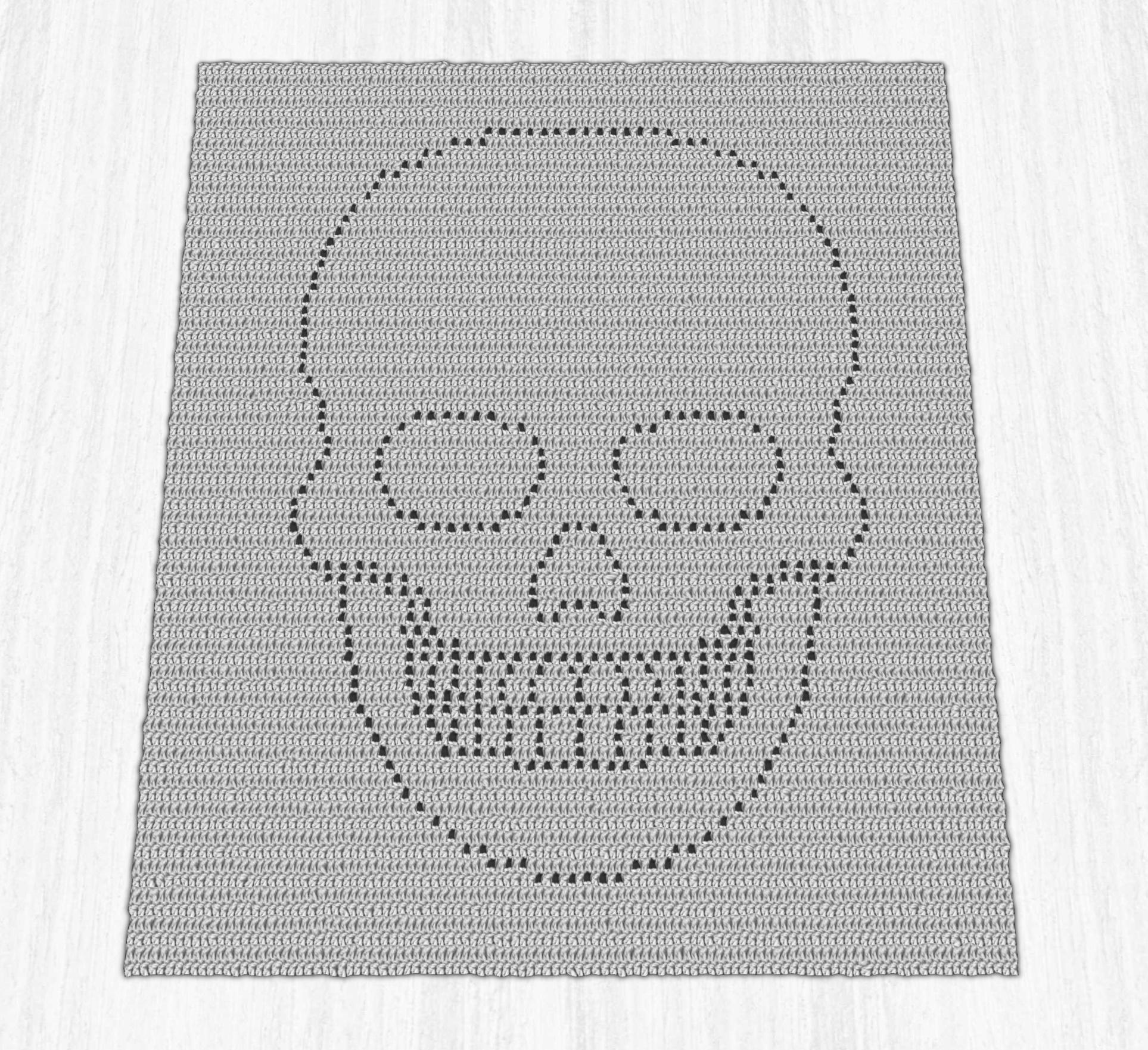 Skull Blanket Filet Crochet PDF Pattern
