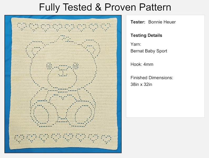 Teddy Bear Filet Crochet Baby Blanket Pattern (PDF Download) - Etsy