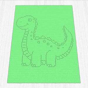 恐竜フィレかぎ針編みベビーブランケット PDF パターン