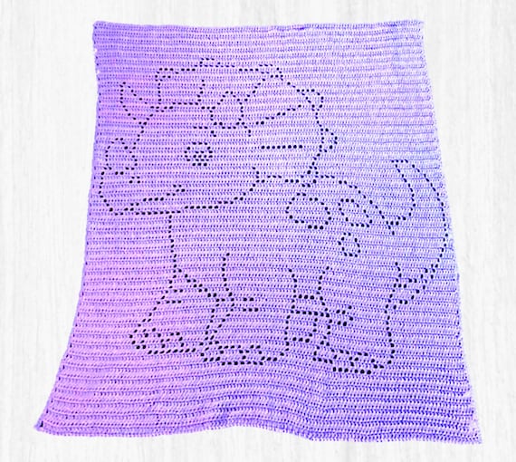 Spikelette Dinosaur Filet Crochet Baby Blanket PDF Pattern
