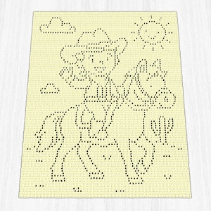 Cowboy auf Pferd Häkeldecke PDF Pattern