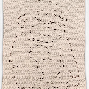 Gorilla Monkey Filet Crochet Baby Blanket Pattern PDF