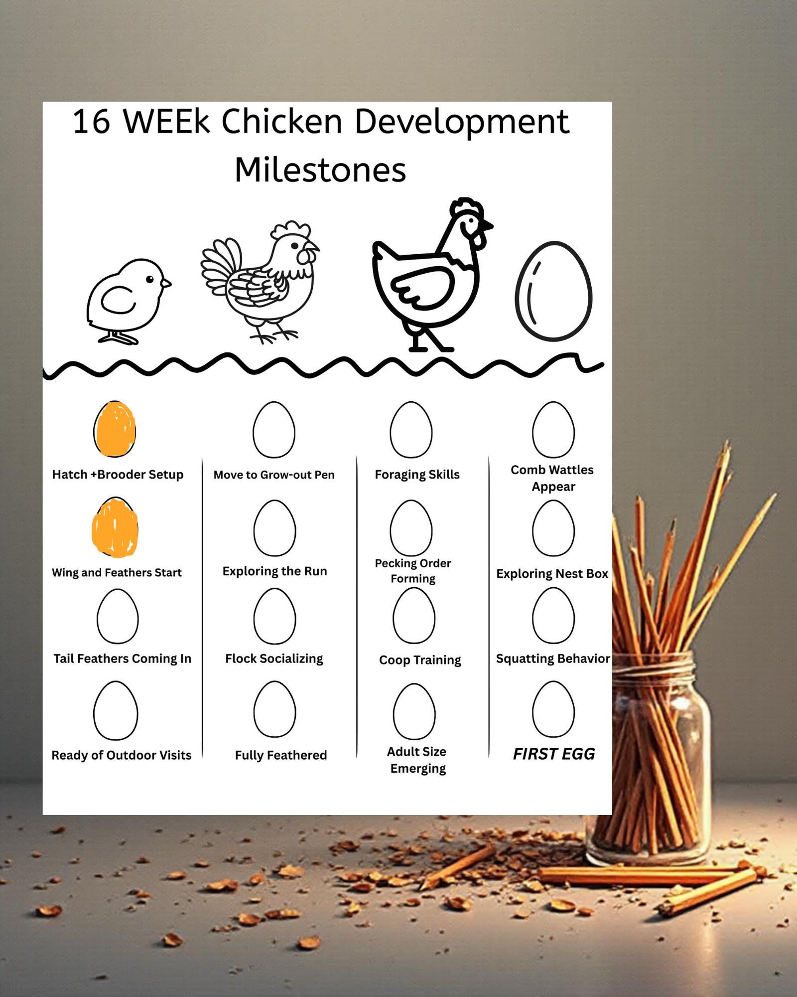 Chicken Development 16-week Milestones From Chick to Hen. Digital ...