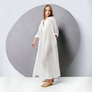 Long Summer Dress , Beach dress, Boho dress,  Plus size dress, Cotton dress, White dress, Gift for her.
