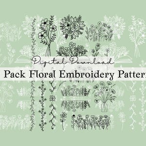 Minimönsterpaket med blombroderi | Nybörjarvänligt med steg-för-steg-guide | DIREKT DIGITAL NEDLADDNING
