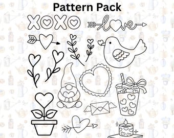 Valentine's Day Stick and Stitch Embroidery Patterns: Floral Stickers (Pack of 15)