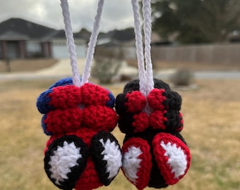 Spider-Man Hanging Upside Down Crochet Car Charm | Handmade Rearview Mirror Decoration