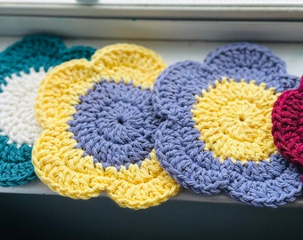 Crochet Flower Coasters- Daisy Coasters