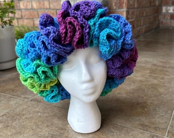 Crochet ruffle hat