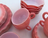 Vintage Hazel Atlas Large Lot PINK CRINOLINE Dishes -
