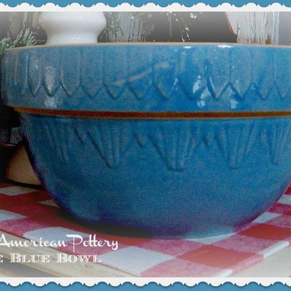 Reserved Til 4/25 for JULIE Only - Vintage American Pottery - Cobalt Blue Mixing Bowl