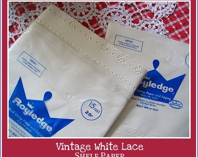 Vintage Royledge White Lace Shelf Paper and Edging Etsy