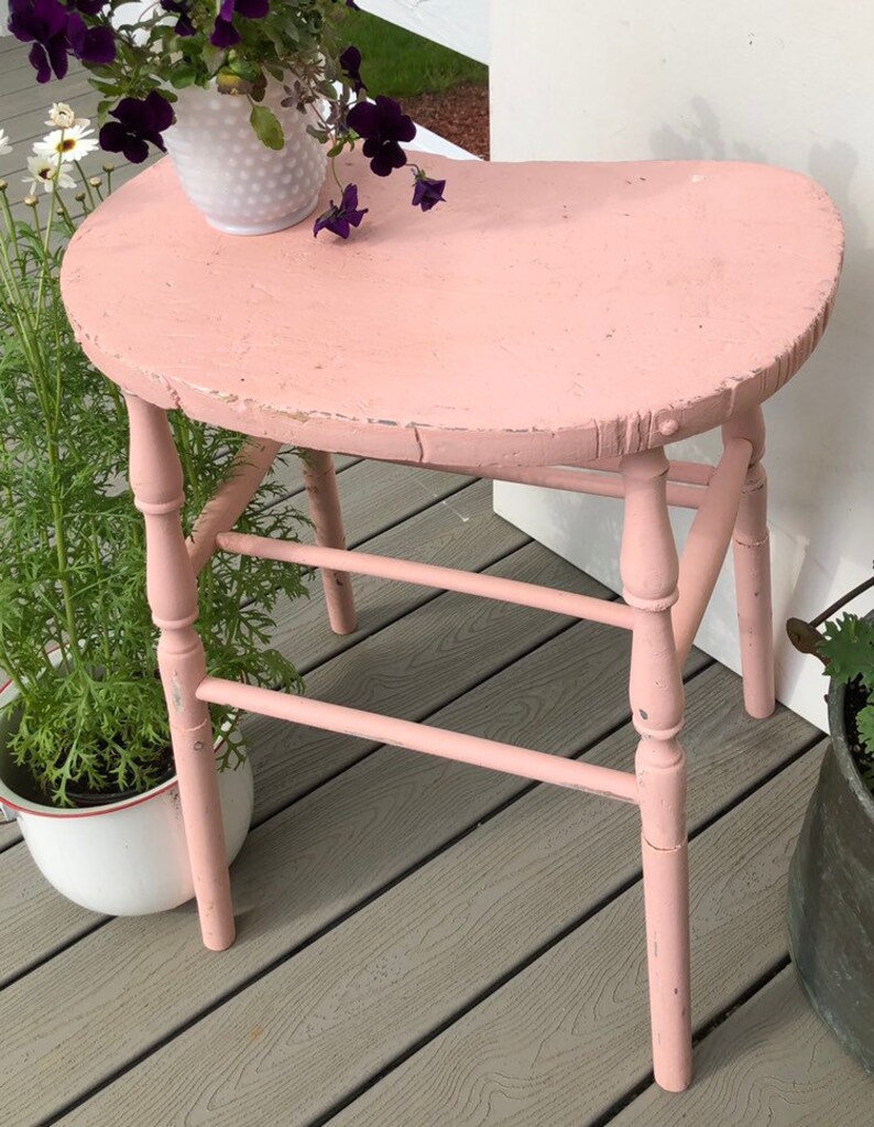 Sweet Vintage Blush Pink Side Table Weathered Worn Wonderful Old Paint