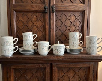 Juego de té japonés antiguo de cerámica para 8 personas