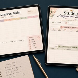 Student Assignment Trackers | Study Session Planner | Homework Deadline Tracker | Grade and Subject Organiser | Printable A4 PDF