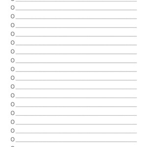 May include: A blank to-do list with a title that reads "TO DO LIST". The list has 25 lines with a circle at the beginning of each line.